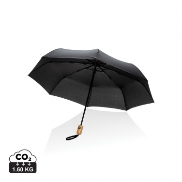 Logotrade promotional item picture of: 21" Impact AWARE™ RPET 190T bamboo auto open/close umbrella