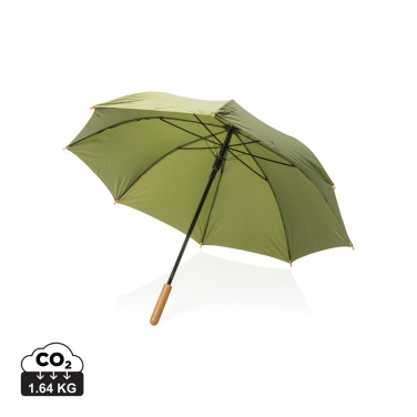 Logotrade advertising product picture of: 23" Impact AWARE™ RPET 190T auto open bamboo umbrella