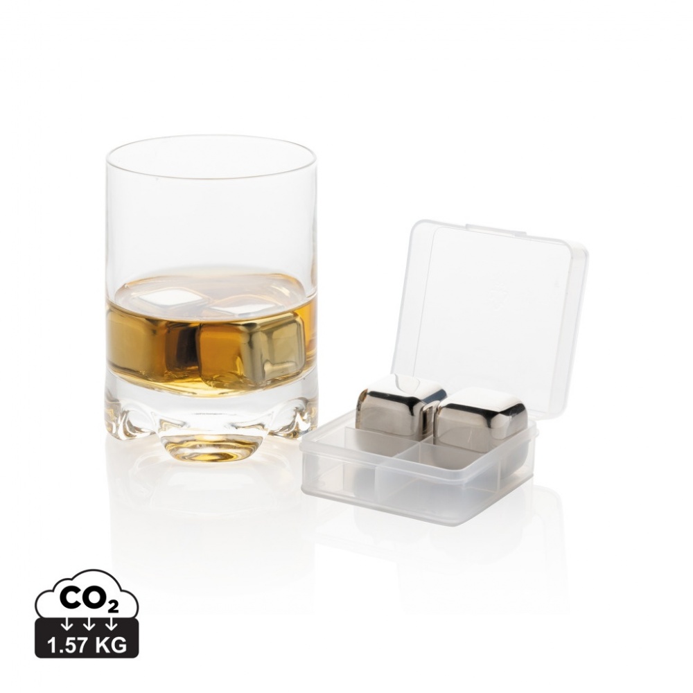 Logo trade promotional gifts image of: Re-usable stainless steel ice cubes 4pc
