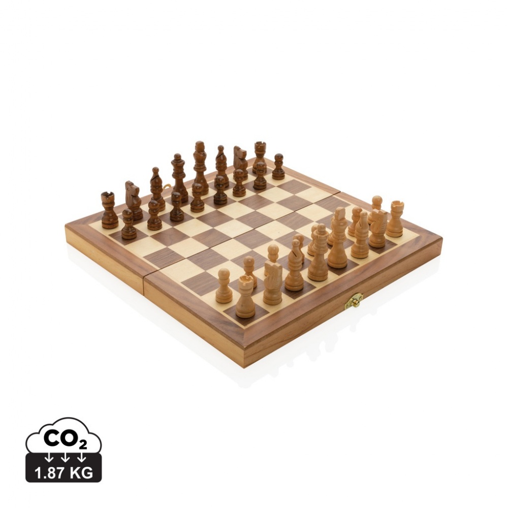 Logo trade promotional merchandise image of: Luxury wooden foldable chess set