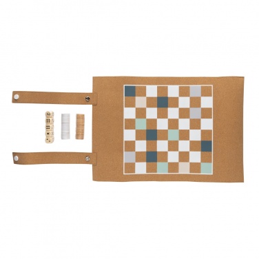 Logo trade promotional merchandise photo of: Britton cork foldable backgammon and checkers game set