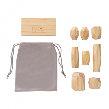 Logotrade promotional merchandise image of: Ukiyo Crios wooden balancing rocks in pouch