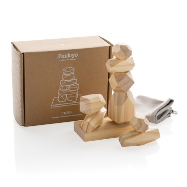 Logotrade promotional product picture of: Ukiyo Crios wooden balancing rocks in pouch