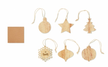 Logo trade promotional giveaways image of: Set of wooden Xmas ornaments