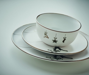 Logo trade promotional giveaway photo of: 4 piece ceramic place setting