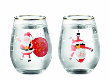 Logo trade business gifts image of: Set of 2 Christmas glasses