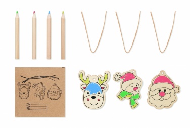 Logo trade advertising products picture of: Drawing wooden ornaments set