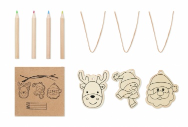 Logo trade promotional gifts picture of: Drawing wooden ornaments set