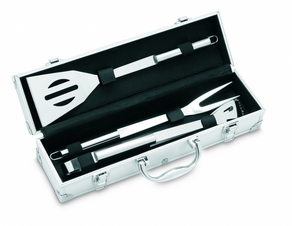 Logotrade advertising product image of: 3 BBQ tools in aluminium case