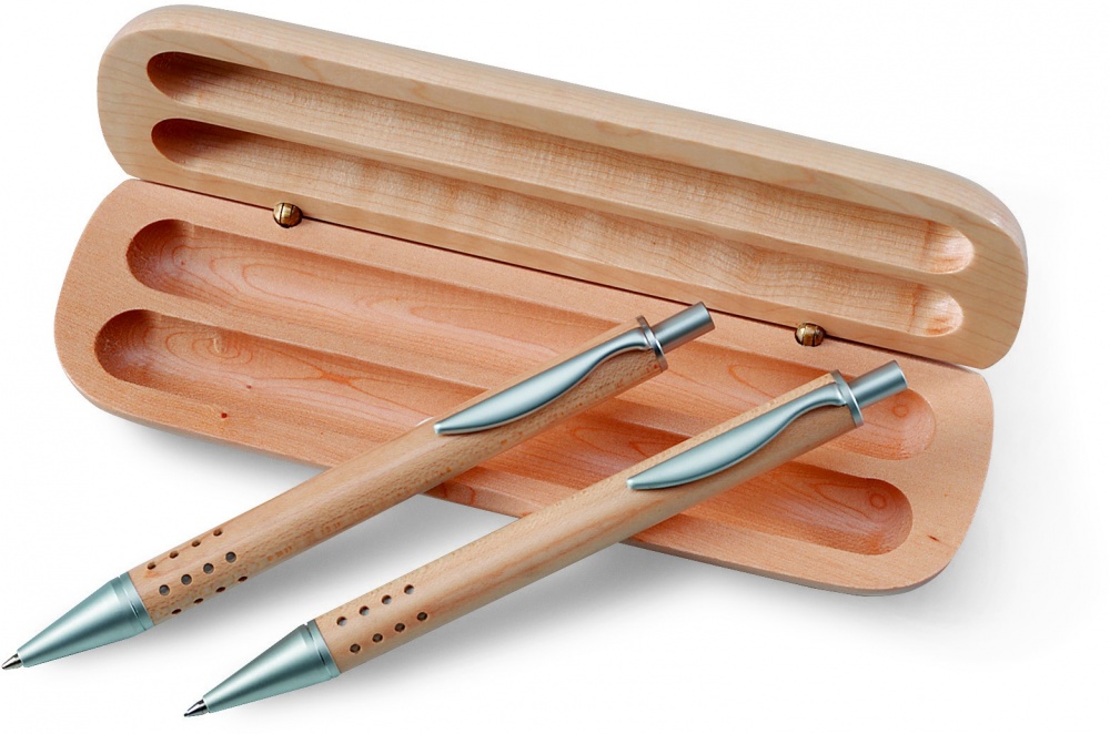 Logo trade promotional giveaway photo of: Pen gift set in wooden box