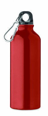 Logotrade promotional giveaway image of: 500 ml single-walled water bottle made of recycled aluminum with a carabiner