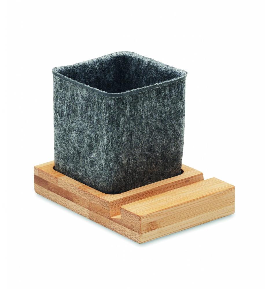 Logo trade corporate gifts image of: RPET felt pen pot phone stand