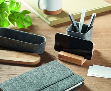 Logotrade promotional item image of: RPET felt pen pot phone stand