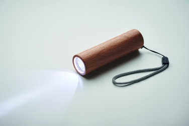 Logo trade business gift photo of: Beech wood rechargeable torch