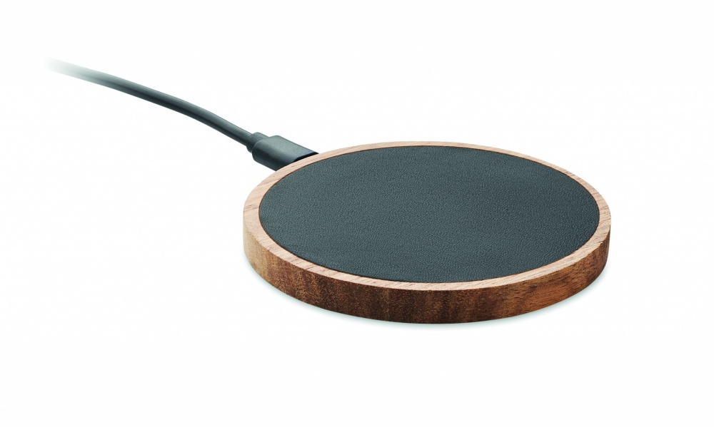 Logo trade advertising products image of: Wireless charger in acacia 15W