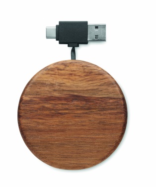 Logo trade corporate gifts picture of: Wireless charger in acacia 15W