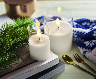 Logo trade business gifts image of: LED wax candle in glass holder