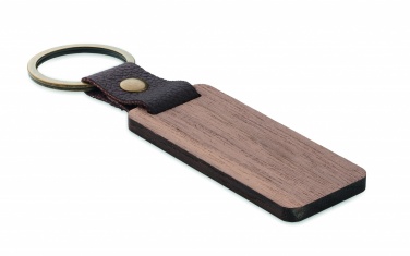 Logo trade promotional products picture of: Key ring in walnut and PU Kokkola