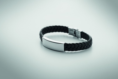 Logo trade corporate gift photo of: Braided faux leather bracelet