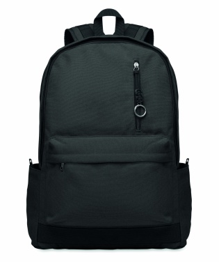 Logo trade promotional merchandise picture of: A 15-inch laptop backpack made of recycled pre-consumer cotton with customizable printing