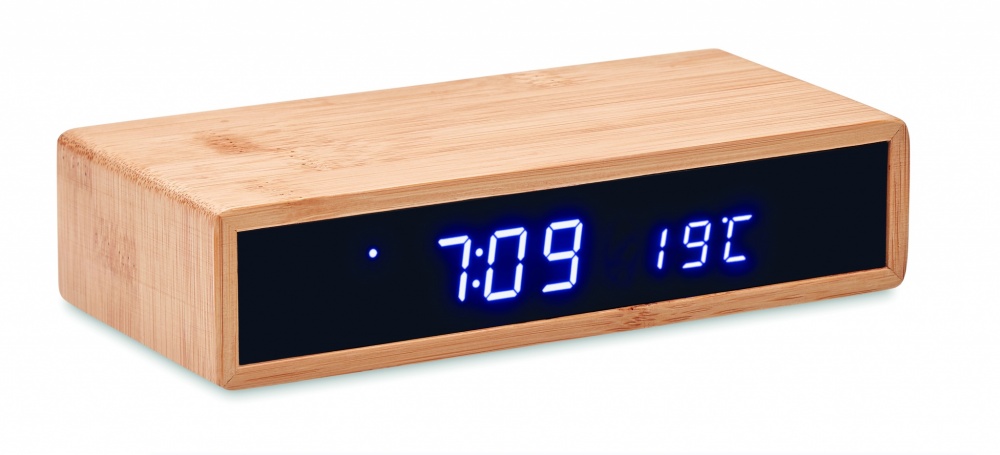 Logo trade promotional merchandise picture of: Wireless charger in bamboo 5W