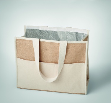 Logo trade promotional merchandise picture of: Jute and canvas cooler bag