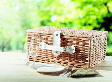 Logo trade advertising product photo of: Wicker picnic basket 2 people