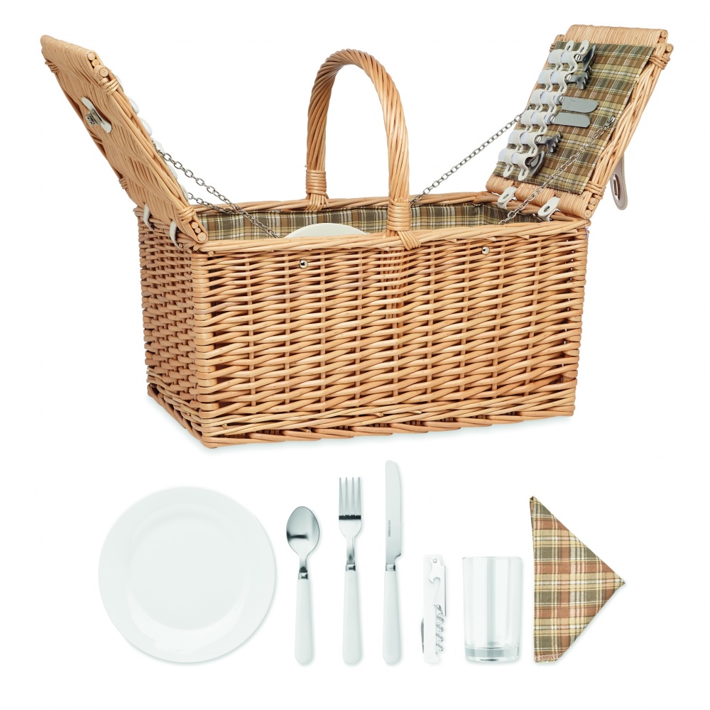 Logo trade corporate gifts image of: Wicker picnic basket 4 people