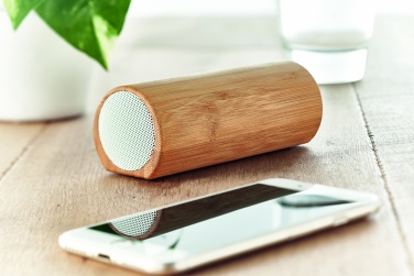 Logo trade advertising products picture of: Wireless bamboo speaker 2x5W