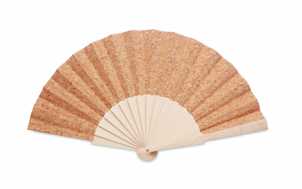 Logo trade promotional items picture of: Wood hand fan with cork fabric