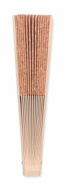 Logo trade business gifts image of: Wood hand fan with cork fabric