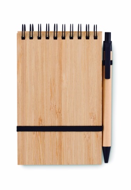 Logotrade promotional giveaway image of: A6 bamboo notepad with pen SONORABAM