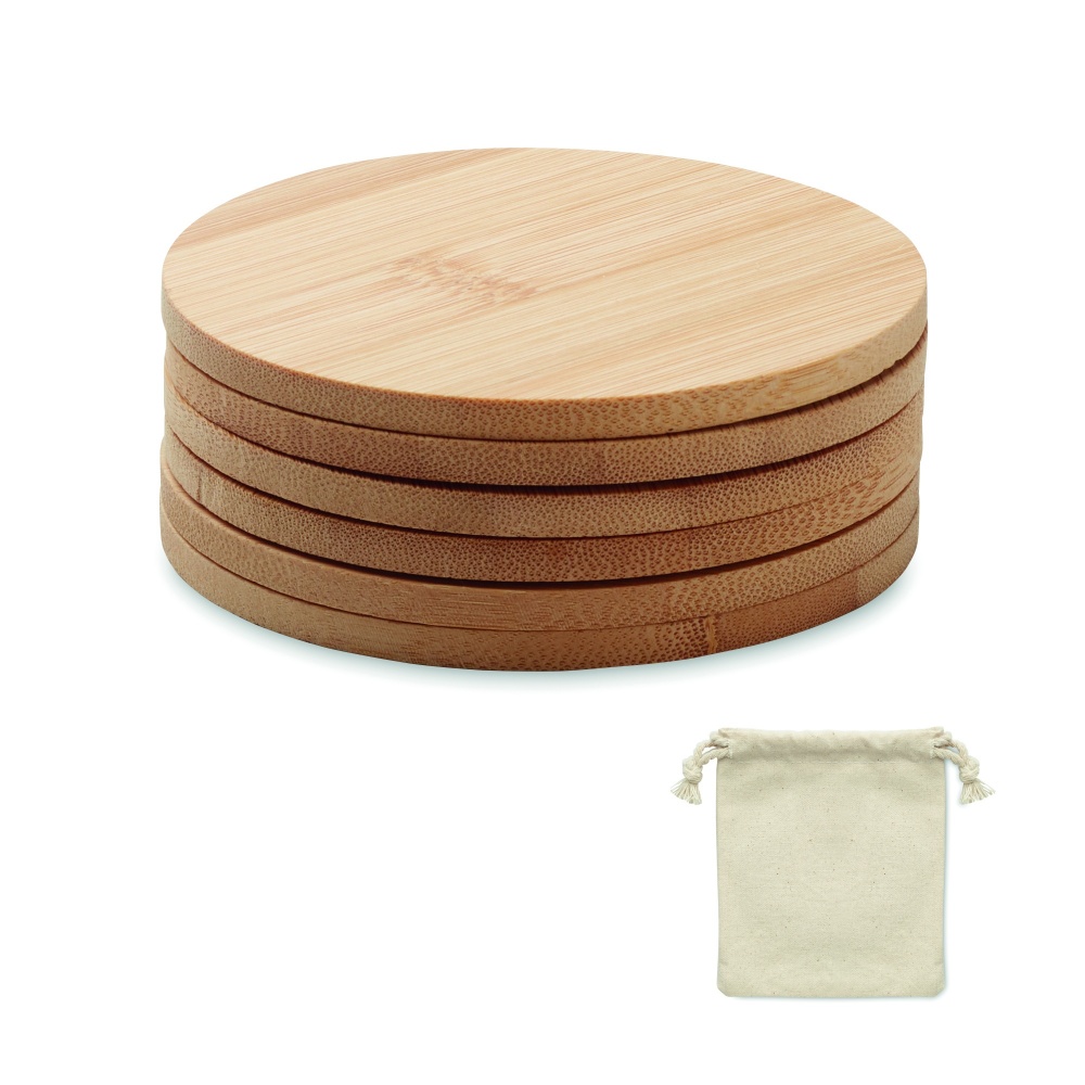 Logotrade promotional giveaway image of: Set of 6 bamboo coasters