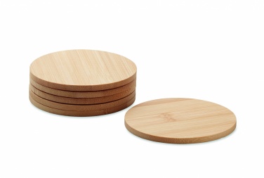 Logo trade promotional product photo of: Set of 6 bamboo coasters
