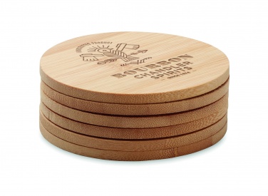 Logo trade advertising products picture of: Set of 6 bamboo coasters