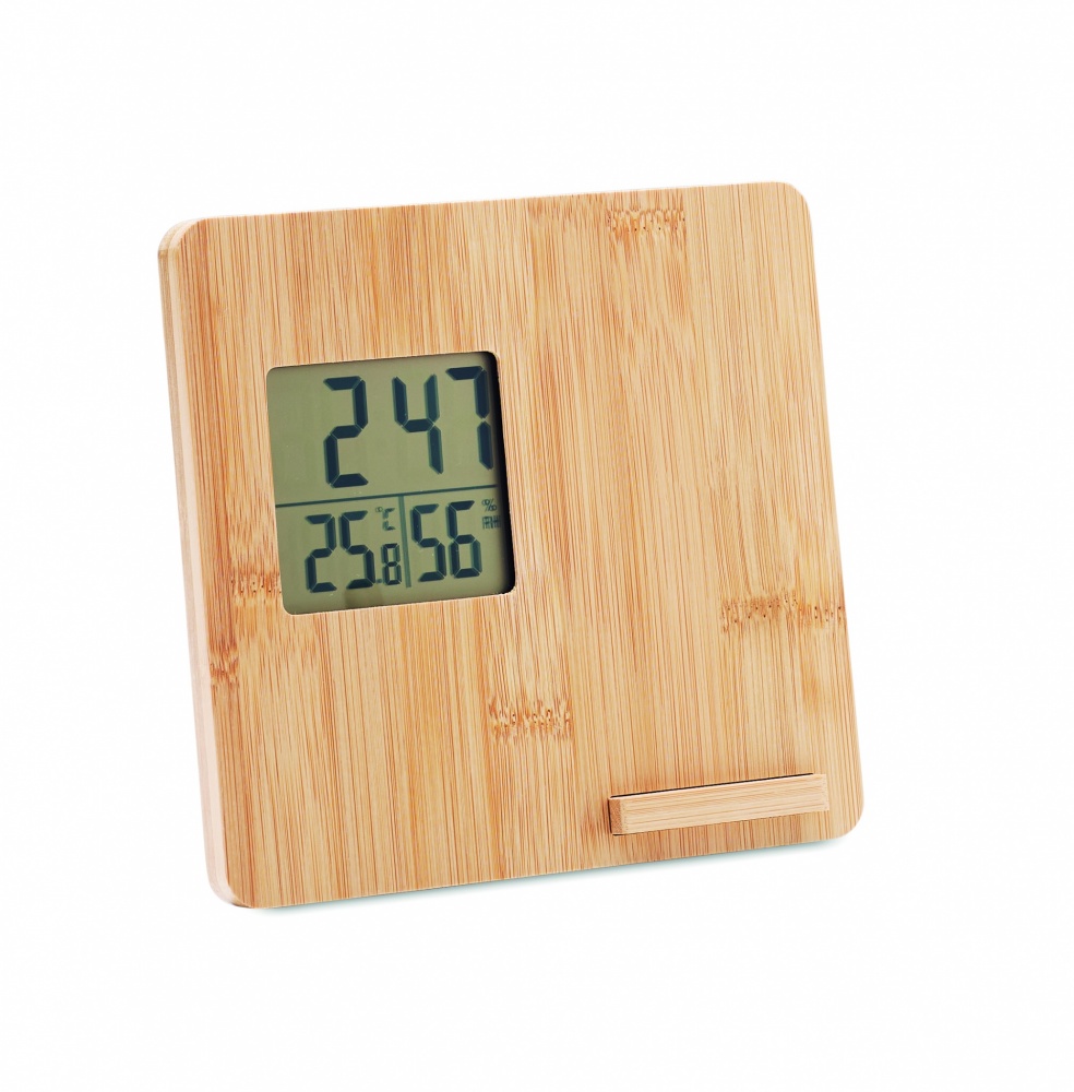 Logotrade promotional gifts photo of: Bamboo weather station 10W