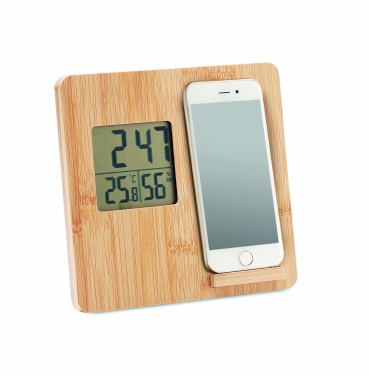 Logo trade business gifts image of: Bamboo weather station 10W