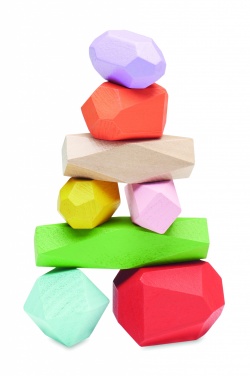 Logo trade promotional merchandise image of: 8 stacking wood rocks in pouch