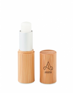 Logo trade promotional merchandise image of: Lip balm in bamboo tube box