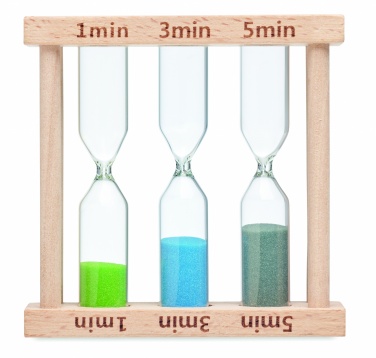 Logo trade advertising product photo of: Set of 3 wooden sand timer