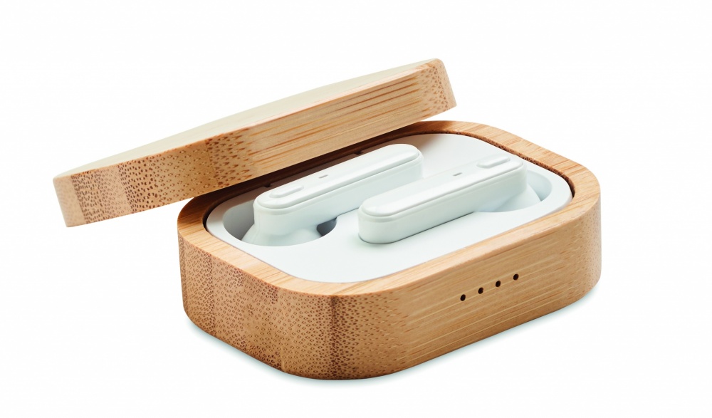 Logo trade promotional merchandise photo of: TWS earbuds in bamboo case