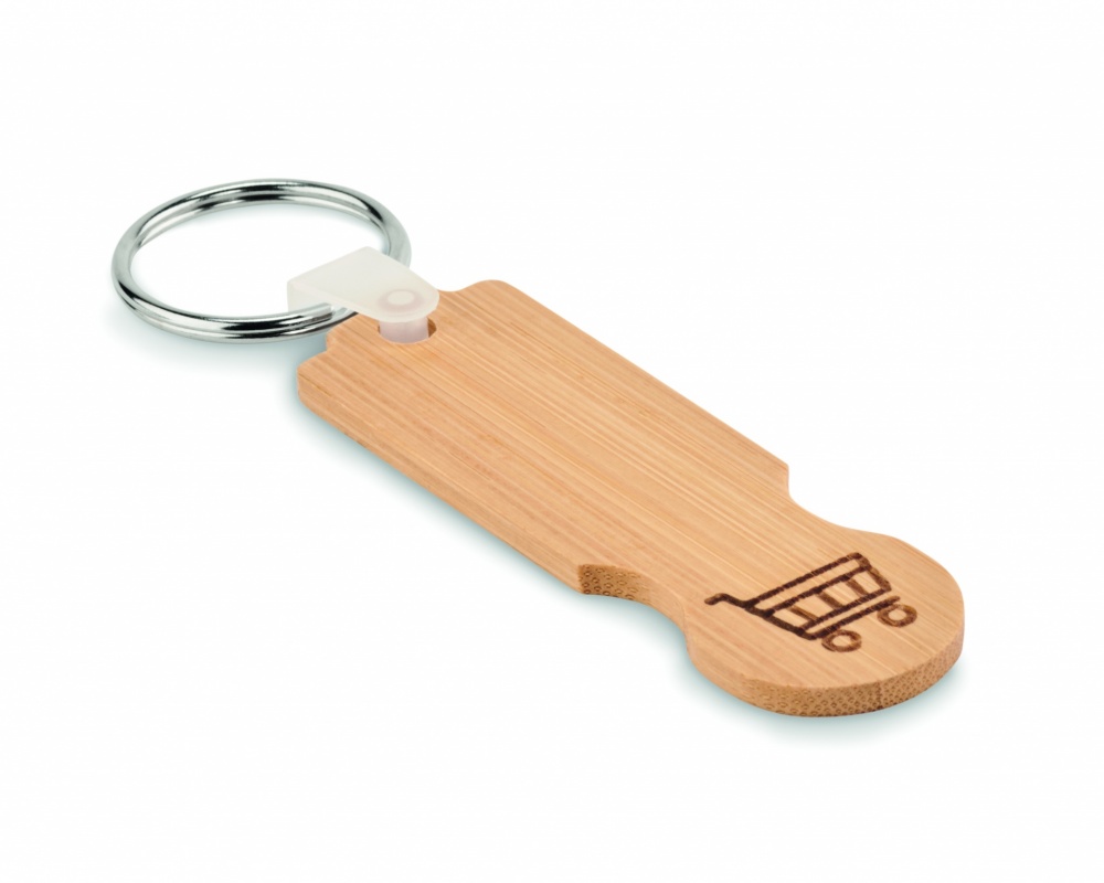 Logotrade promotional items photo of: Bamboo euro token key ring Rauma