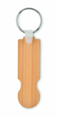 Logo trade promotional merchandise picture of: Bamboo euro token key ring Rauma