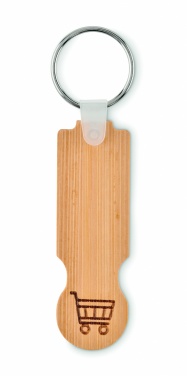 Logotrade corporate gift image of: Bamboo euro token key ring Rauma
