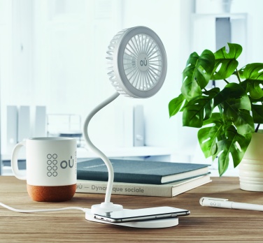 Logo trade corporate gifts image of: Desktop charger fan with light
