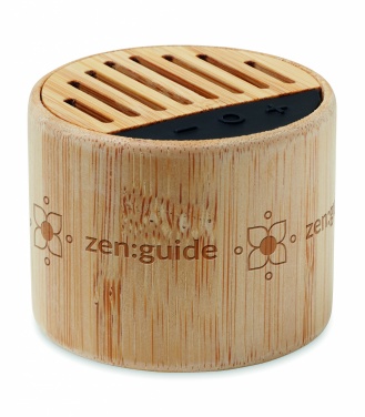 Logotrade promotional gift image of: Round bamboo wireless speaker