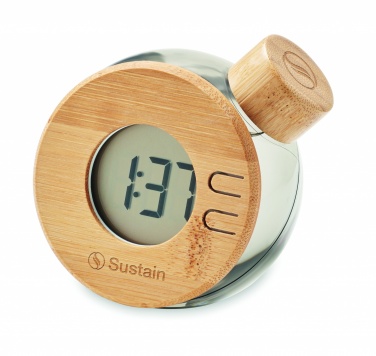 Logo trade business gifts image of: Water powered bamboo LCD clock