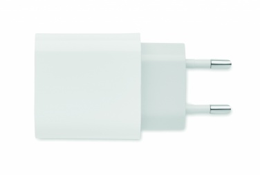 Logo trade advertising products image of: 18W 2 port USB charger EU plug