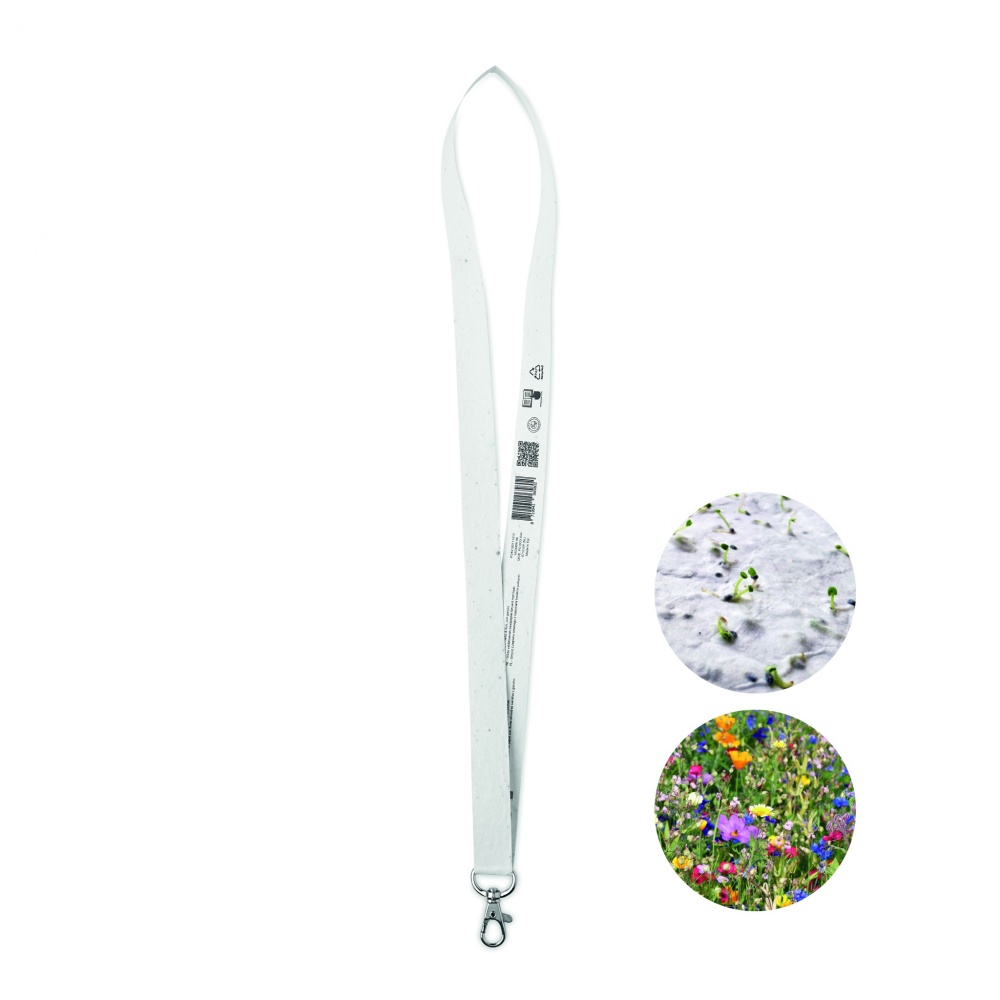Logo trade promotional gifts image of: Seed paper lanyard w/hook