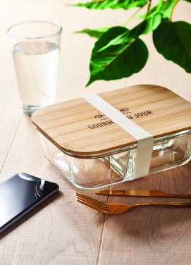 Logo trade promotional product photo of: Glass lunch box with bamboo lid